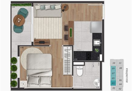 Planta Final 03, 05, 07 e 09 27,54m&sup2;